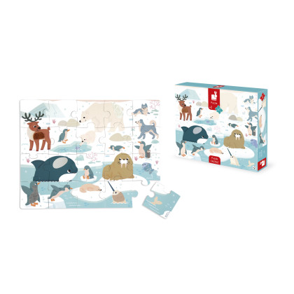 Puzzle dotykové senzorické Polární kruh s různými povrchy 20 ks Janod 