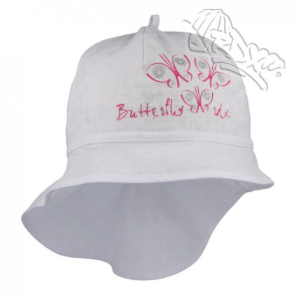 Dívčí letní klobouk s plachetkou Motýlci Bílý RDX
