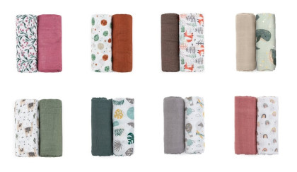 Přikrývka bambusová mušelínová 2 ks 120 x 120 cm Misty Petite&Mars