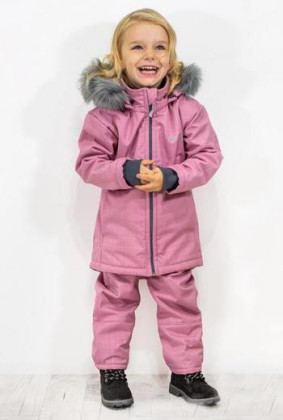 Dívčí zimní softshellový kabát s beránkem Antique pink Esito