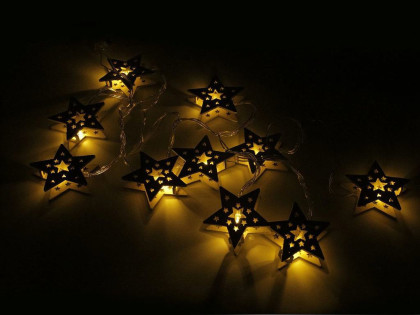 LED světelný dřevěný řetěz hvězdy