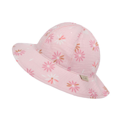 Dívčí klobouk mušelín Flower - růžová Esito