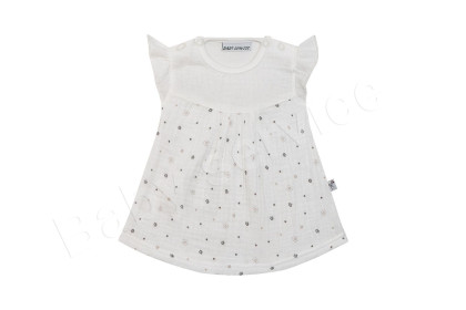 Kojenecké šaty krátký rukáv mušelín Hvězdičky Baby Service