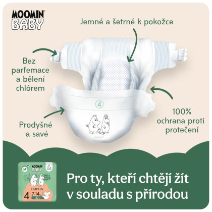 Jednorázové eko pleny 4 Maxi 7–14 kg (42 ks), Moomin Baby