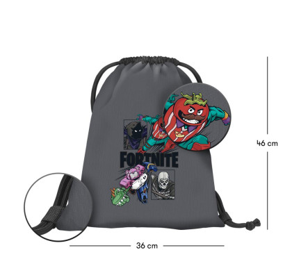 Set 5 Cubic Fortnite Squad: batoh, sáček, ledvinka, obal na notebook, peněženka GRS Baagl