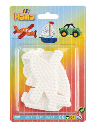 Zažehlovací korálky - MIDI Podložka, 3ks Auto, plachetnice, letadlo Hama