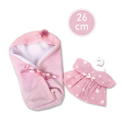 Obleček pro panenku miminko New Born velikosti 26 cm Llorens 1dílný růžový