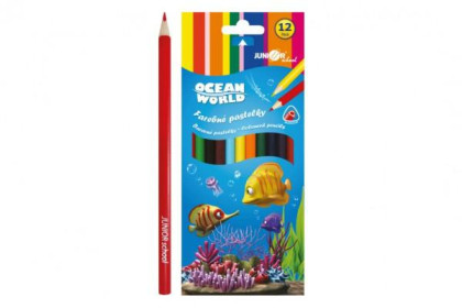 Pastelky barevné dřevo Ocean World trojhranné 12 ks 