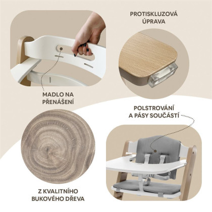 Dřevěná jídelní židlička Clipp & Clapp Zopa White - 2. JAKOST - VYBALENO