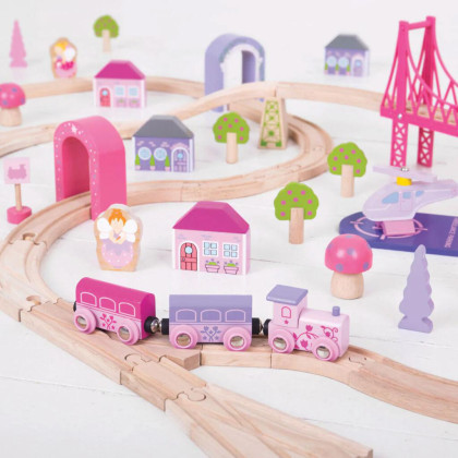 Dřevěná velká vláčkodráha princezny Bigjigs Rail