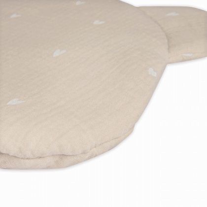 Mušelínový plochý polštář Teddy Bear Sleepee Love béžový se srdíčky