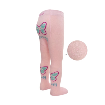 Punčocháče s protiskluzem 3x ABS vel. 92/98 růžové motýlek Be Snazzy