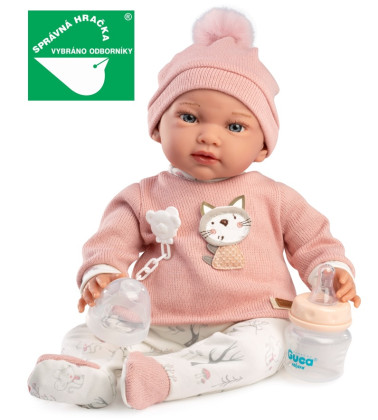 Ada zátěžová realistická panenka miminko s měkkým látkovým tělem - 42 cm Guca