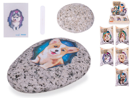 Kamínek se samolepkou pejska