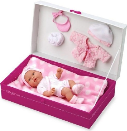 Panenka/miminko vonící 26cm tvrdé tělo s doplňky v krabici