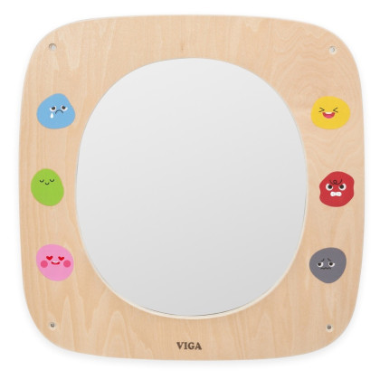 Dřevěný nástěnný panel - zrcadlo s výrazy Viga