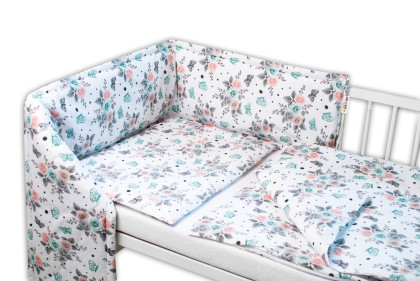 3-dílná sada Mantinel s povlečením Růžičky bílé Baby Nellys 