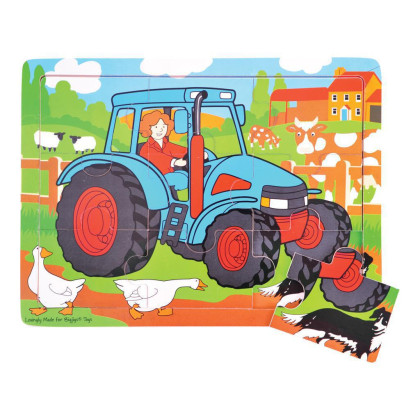 Dřevěné puzzle traktor 9 dílků Bigjigs Toys