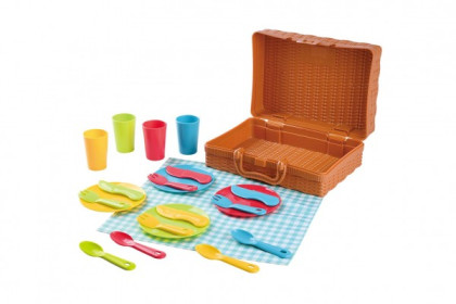Piknikový košík se sadou nádobí plast 22 ks 