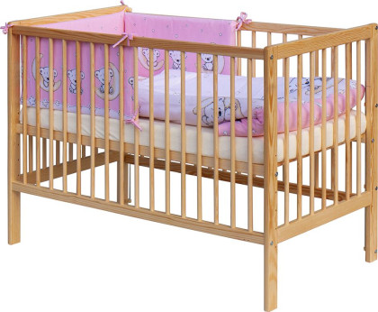 Dětská postýlka s kompletní výbavou 120 x 60 cm - Toro - růžová Scarlett