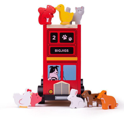 Dřevěný autobus se zvířátky Bigjigs Toys