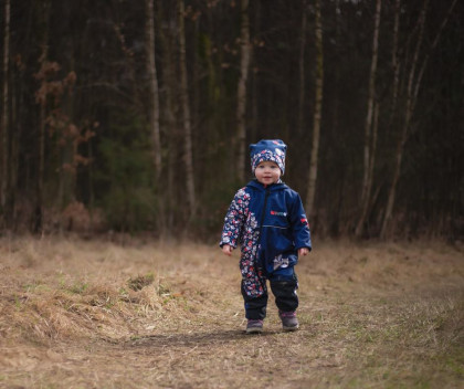 Softshellová kombinéza dětská Lišky tmavě modrá Wamu