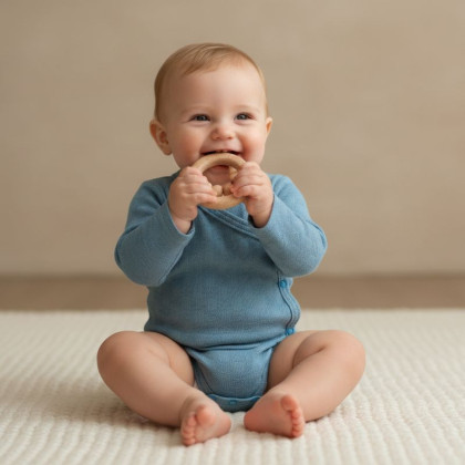 Zavinovací body s ohrnutým rukávem modré vzor obdélník Babyservice