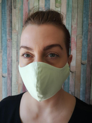 Látková respirační rouška - maska dvouvrstvá s kapsou a drátkem zelená