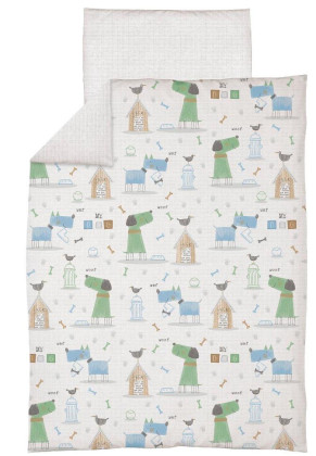 Povlečení do postýlky 2 dílné 100 x 135 cm Ceba - Pejsci modro-zelené