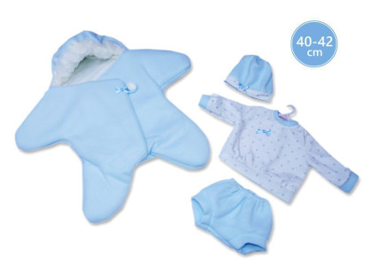 Obleček pro panenku miminko New Born velikosti 40-42 cm Llorens 3dílný modrý