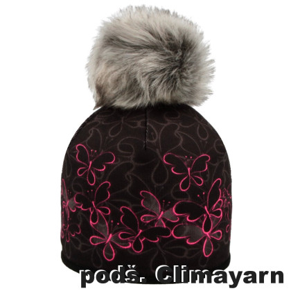 Dívčí funkční čepice s bambulí Climayarn Motýli RDX