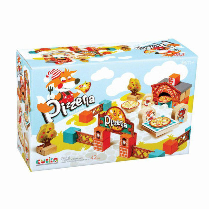 Pizzeria - dřevěná stavebnice s kartonovými doplňky Cubika