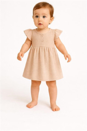Kojenecké mušelínové šaty beige New Baby