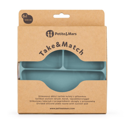 Talířek silikonový dělící kulatý Take&Match 6 m+ Petite & Mars