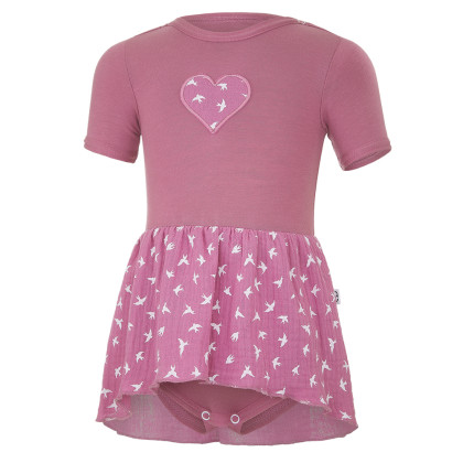 Body šaty tenké KR Outlast® UPF 50+ tm.starorůžové vlaštovky Little Angel