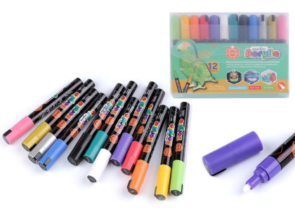 Kreativní akrylový fix/popisovač sada 12 ks, 4 mm