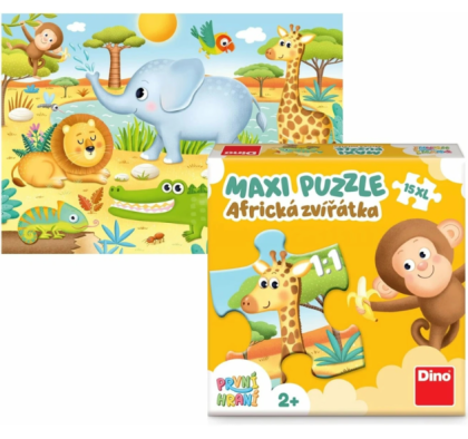 První hraní Africká zvířátka maxi puzzle 15 dílků Dino