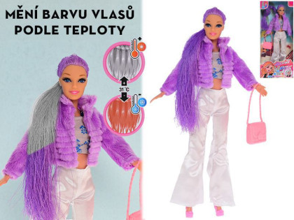 Panenka módní s vlasy měnící barvu a doplňky 29 cm