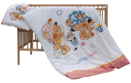 Dětská postýlka přírodní s kompletní výbavou 120 x 60 cm Palpy Scarlett