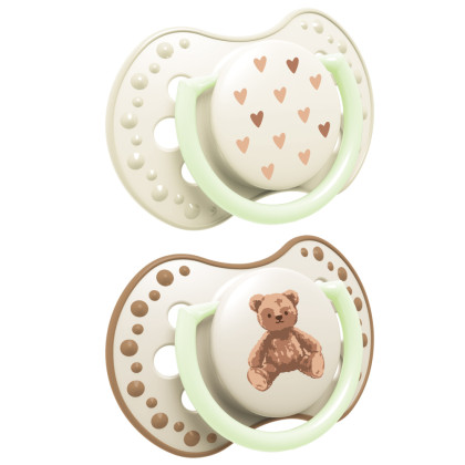 Dudlík svítící silikonový dynamický 2 ks Teddy Love 0 - 6 m Lovi