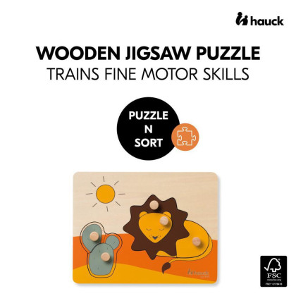 Hauck dřevěné Puzzle s úchyty Puzzle N Sort Lion