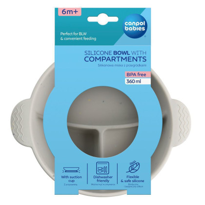 Silikonová dělená miska s přísavkou DOTS 360 ml Canpol babies