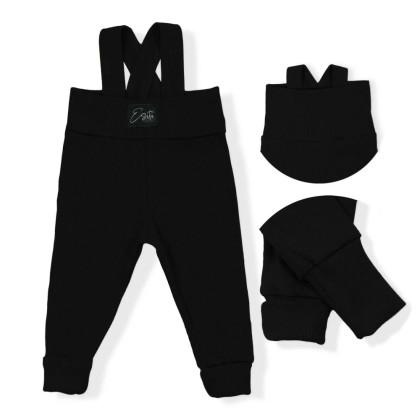 Rostoucí žebrované kalhoty s laclem Color Black Esito