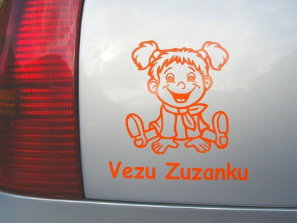 Nálepka na auto - "dítě v autě" se jménem a obrázkem dle vlastního výběru
