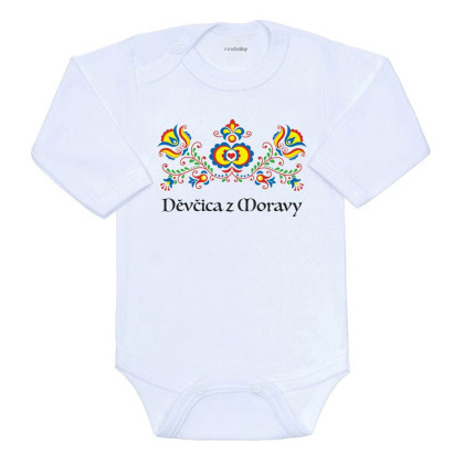Dětské body s potiskem Lidový vzor Děvčica z Moravy New Baby