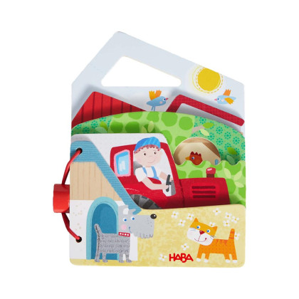 Dřevěná kniha pro nejmenší Traktor Haba