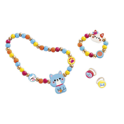Kreativní sada Výroba šperků dřevěné korálky Kočičky 4 ks Janod Atelier