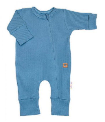 Rostoucí žebrovaný overálek, čepička a botičky Nature - jeans Baby Nellys