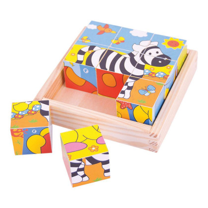Obrázkové kostky kubusy Safari 9 kostek Bigjigs Toys