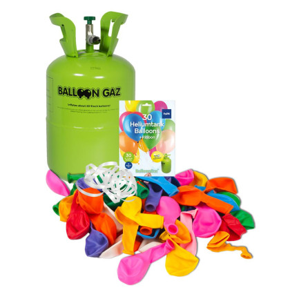 Hélium na 30 balónků + 30 barevných balónků sada BalloonGaz